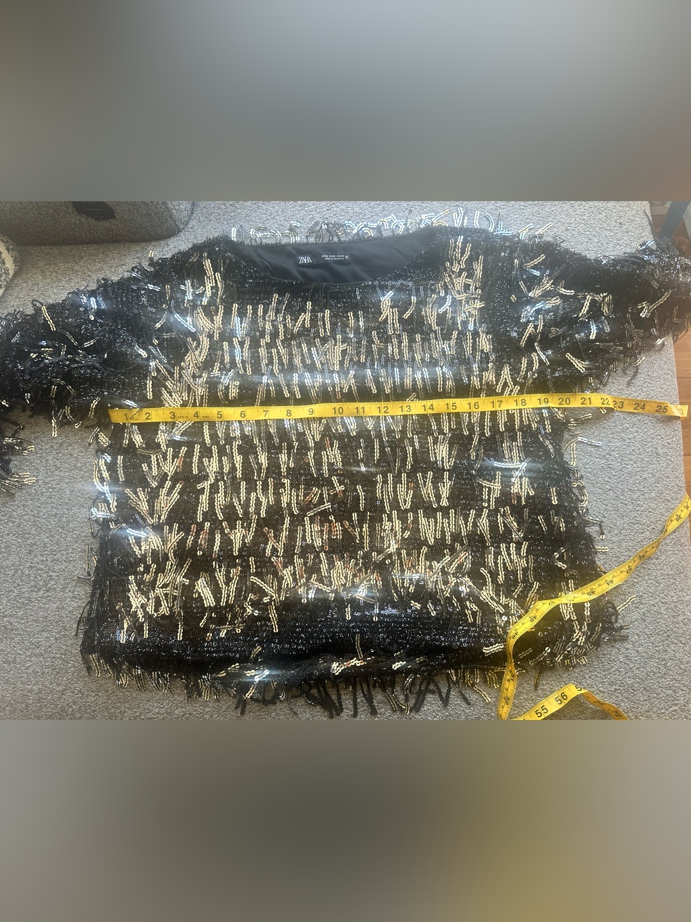 Zara Black Sequin Fringe Top - Picture 5 of 5